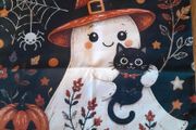 Halloween ghost and cat cushion cover