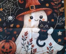Halloween ghost and cat cushion cover