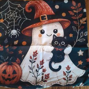 Halloween ghost and cat cushion cover