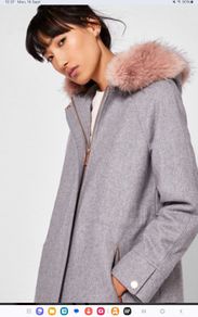 Ted Baker - Wool Cashmere Hooded Parka Coat - Grey - Size 1 UK 8 to 10 - BNWT RRP 410