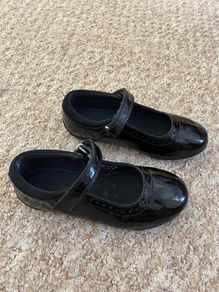 Next Girls Black Patent School Shoes. Size Junior 12.