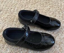Next Girls Black Patent School Shoes. Size Junior 12.