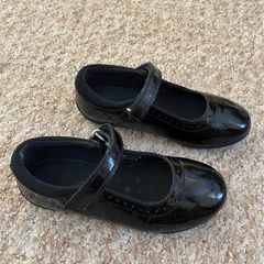 Next Girls Black Patent School Shoes. Size Junior 12.