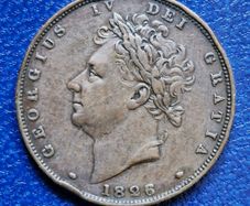 1826 Farthing George IV British coin