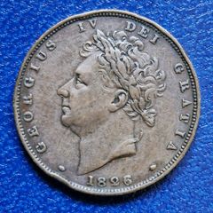 1826 Farthing George IV British coin