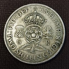 1948 George VI British Two Shillings / Florin Coin (Cupronickel)