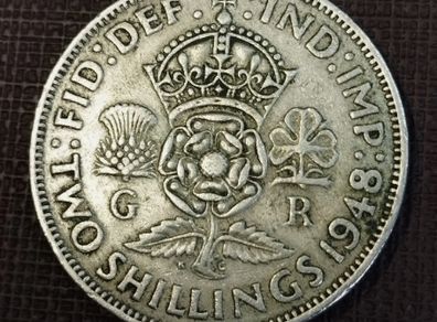 1948 George VI British Two Shillings / Florin Coin (Cupronickel)