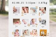 Baby's first year photo board birthday board A3, A2, A1, A0