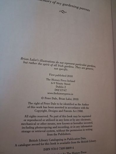 The Irish Garden / A Cultural History /Peter Dale / 1st. Ed., 2018