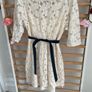 dress cream lace dress with navy tie belt diesel brand size large Image 4