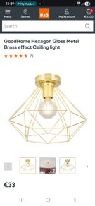 gold ceiling light fixture with bulb