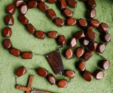 Vintage (extremely long) Wood Wall Rosary 65 inch Oversized Beads Mid Century Religious Decor Rosary