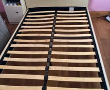 Very Sturdy Cream Leather 4Ft Small Double Bed Frame - Can Deliver