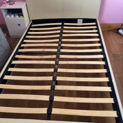 Very Sturdy Cream Leather 4Ft Small Double Bed Frame - Can Deliver