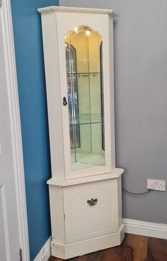 Corner cabinet with light.