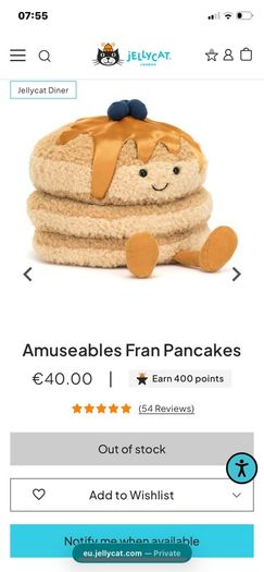 New JELLYCAT Amuseables Fran Pancakes