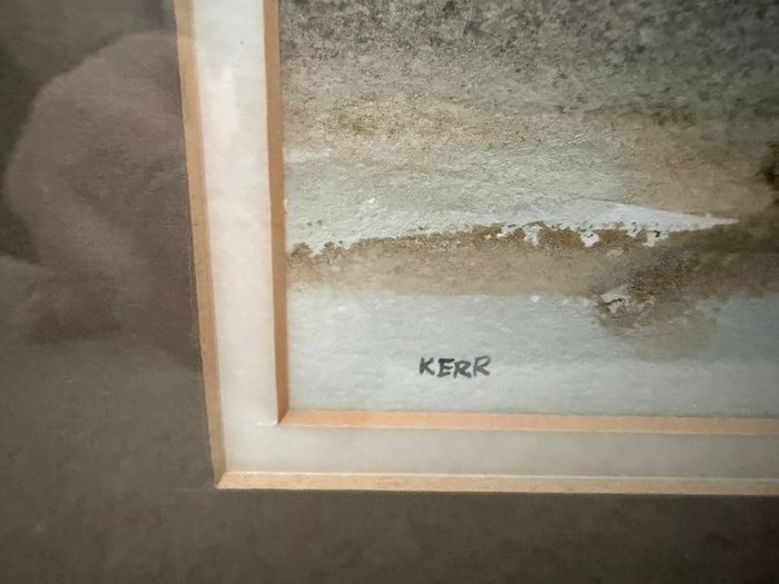 Original Signed Watercolour by TOM KERR MBE Killough Harbour with St Annes Church, County Down