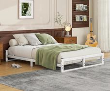 Double Bed Frame,4ft6 Floor Bed Frame Double Bed Base with Reinforced Steel Slats