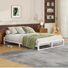 Double Bed Frame,4ft6 Floor Bed Frame Double Bed Base with Reinforced Steel Slats