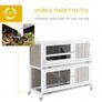 Wooden Rabbit Hutch Two Tier Guinea Pig Cage Elevated Multi-Door Pet House Bunny Cage w/ Rain Cover, Wheels, Trough, Ramp, Slide-Out Tray (FREE POSTAGE) Image 9