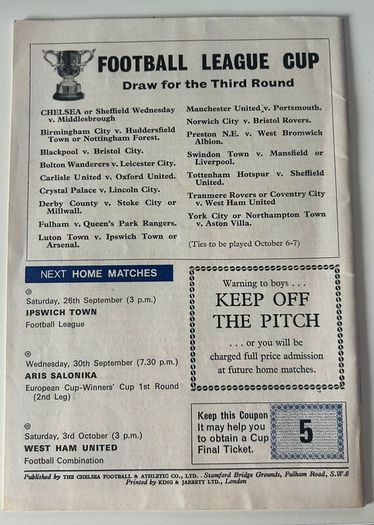 Chelsea 1970/71 Matchday Programmes