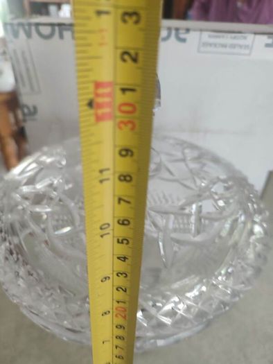 REAR  vintage GALWAY trinity knot  large Vintage Cut crystal pedestal bowl, heavy lead crystal and lid