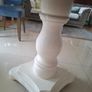 Solid wood round table with parquet top Image 4
