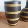 Fabulous Pair of Large Ceramic Vases in the Style of Wood, One Conical in Shape, the other Gourd-Shaped, Both in Excellent Condition Image 3