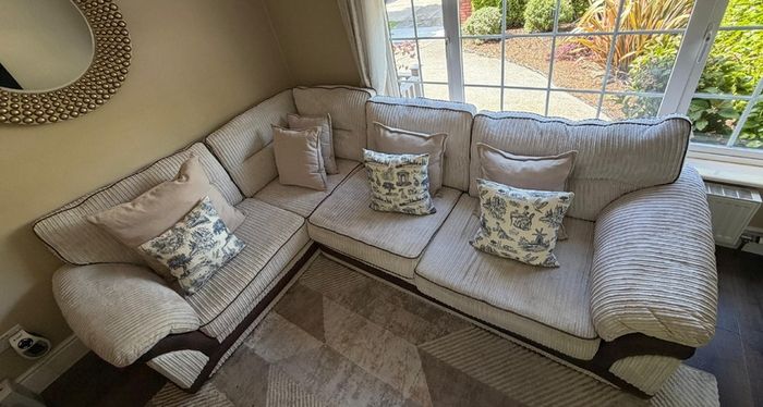 Fabulous, great condition beige L shape sofa