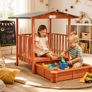 2-in-1 Wooden Sandpit & Playhouse with Roof Image 7