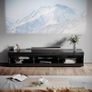 Black TV Unit Gloss 180cm TV Stand Cabinet with LED Lights Modern TV Entertainment Unit with 3 Open Glass Shelves and Drawers Long Design TV Cabinets for Living Room Image 2