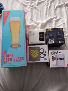 Cups and giant beer glass
