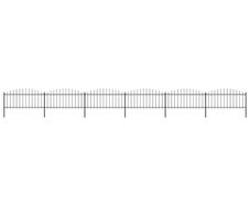 Garden Fence with Spear Top Steel (0.5-0.75)x10.2 m Black