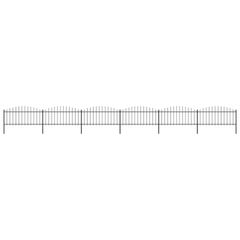 Garden Fence with Spear Top Steel (0.5-0.75)x10.2 m Black