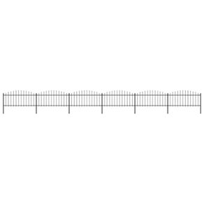 Garden Fence with Spear Top Steel (0.5-0.75)x10.2 m Black
