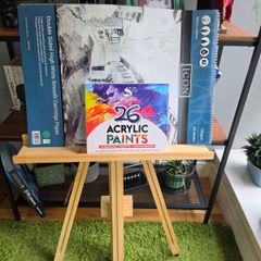 Art set .Easel, cartridge paper, acrylic paints