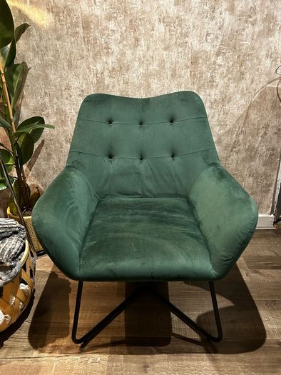 Turio forest green velvet effect arm chair