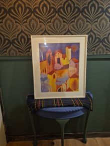 framed village print
