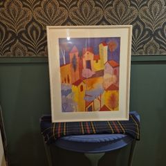 framed village print