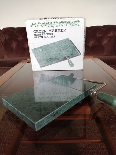 Retro Natural Marble Stone Cheese Slicer Butter Cutter with Replacement Wires