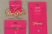 Claires X Sliving by Paris Hilton Paris Themed Gold Earrings, Necklace and Bracelet