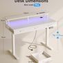 Electric Standing Desk, 120 x 54cm Height Adjustable Desk with 3 Drawers, RGB LED Strip & Charging Station for Home Office Computer Workstation, Computer Table with Monitor Stand, White Image 2