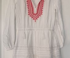 White dress with red embroidery