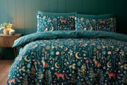 Catherine Lansfield Enchanted Twilight Reversible Double Duvet Cover Set Forest Green - Brand New