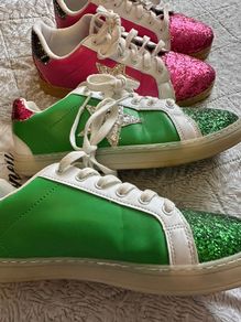 Sparkly red and green shoes free!