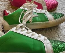 Sparkly red and green shoes free!