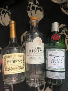 Hennessy gin irishman whiskey empty bottle