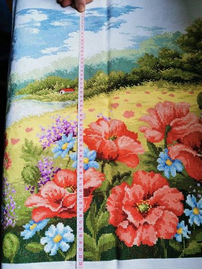 Stunning Handmade Cross Stitch Embroidery - Garden flowers