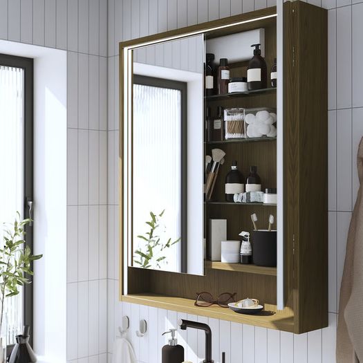 LED Bathroom Mirror Cabinet with Shelf Ikea Faxalven