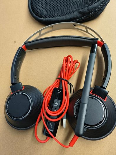 Poly (Polycom) Blackwire 5220 Wired Headset - Flexible Noise-Canceling Boom Mic - Ergonomic Design - Connect to PC/Mac, Mobile via USB-A, or 3.5 mm - Works w/Teams, Zoom/ Used